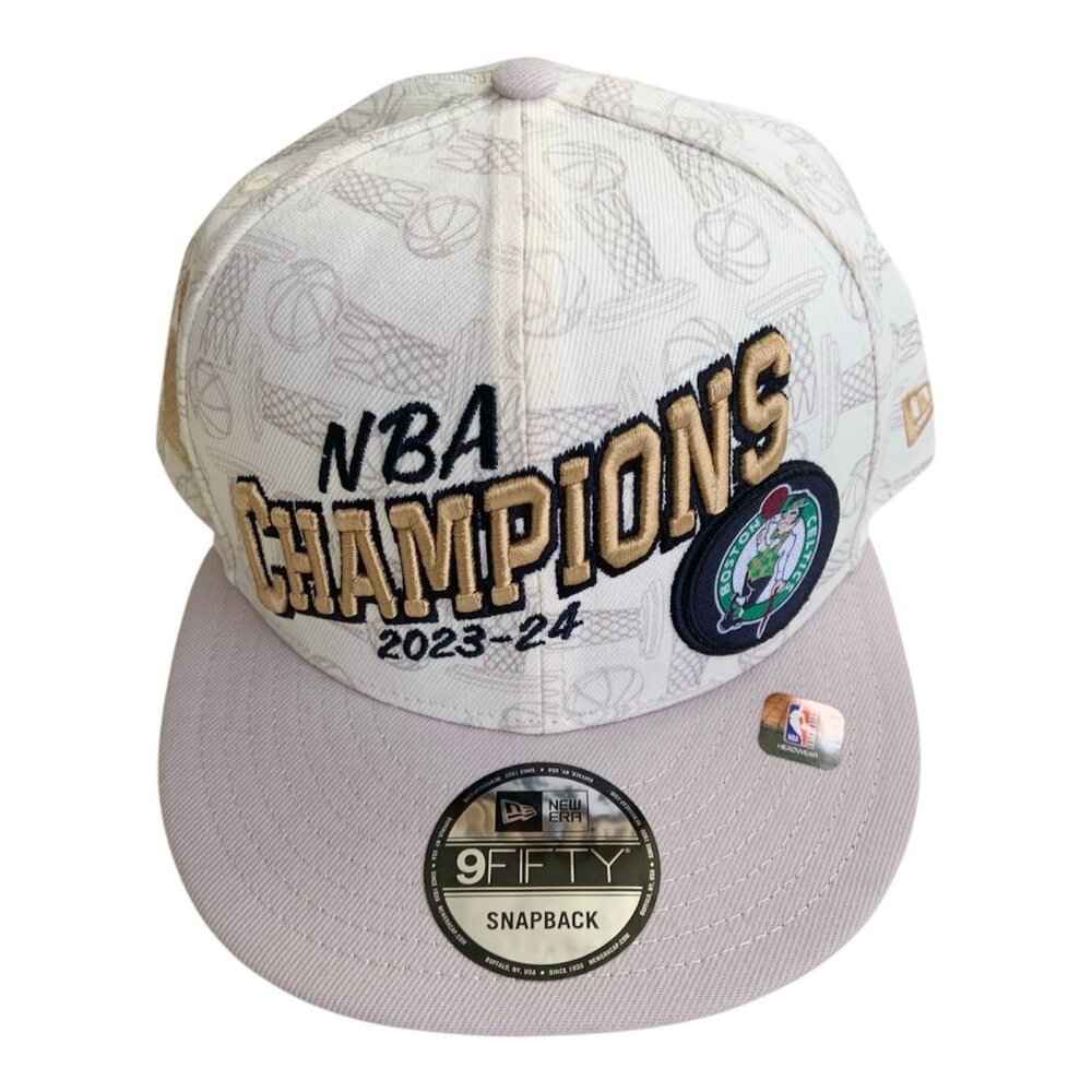 Boston Celtics Hat Men 2024 NBA Champions 9Fifty New Era Snap Back Cap beige col